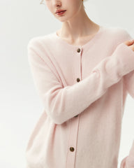 Klassische Strickjacke aus 100 % Kaschmir mit Rundhalsausschnitt