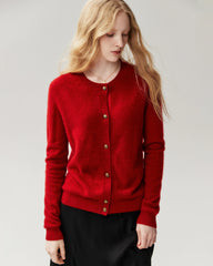 Klassische Strickjacke aus 100 % Kaschmir mit Rundhalsausschnitt