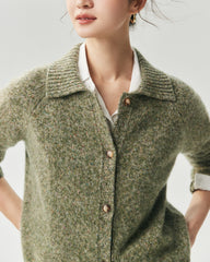 Cardigan aus 100 % Kaschmir mit Kragen und Melange-Muster