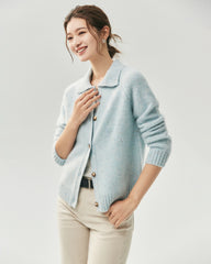 Cardigan aus 100 % Kaschmir mit Kragen und Melange-Muster