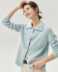 Cardigan aus 100 % Kaschmir mit Kragen und Melange-Muster