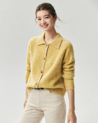 Cardigan aus 100 % Kaschmir mit Kragen und Melange-Muster