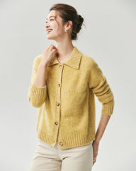 Cardigan aus 100 % Kaschmir mit Kragen und Melange-Muster