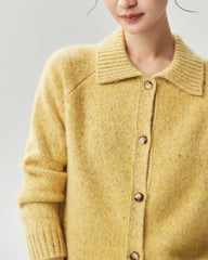 Cardigan aus 100 % Kaschmir mit Kragen und Melange-Muster
