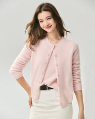 Cardigan aus 100 % Kaschmir mit Rundhalsausschnitt und Knopfleiste