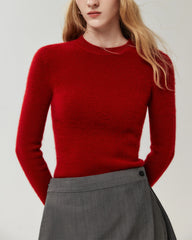 Figurnahes Stricktop aus 100 % Kaschmir mit Rundhalsausschnitt