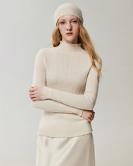 Pullover aus 100 % Kaschmir mit Mock-Neck und gewellten Abschlüssen