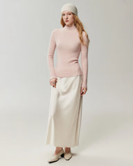 Pullover aus 100 % Kaschmir mit Mock-Neck und gewellten Abschlüssen