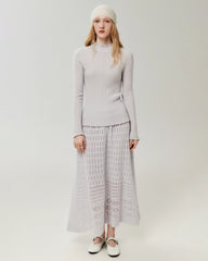 Pullover aus 100 % Kaschmir mit Mock-Neck und gewellten Abschlüssen