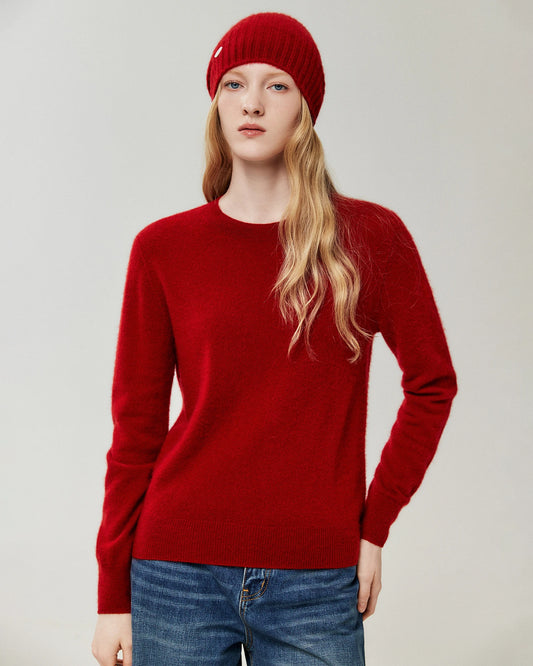 Pullover aus 100 % Kaschmir mit Rundhalsausschnitt und Rippstrick