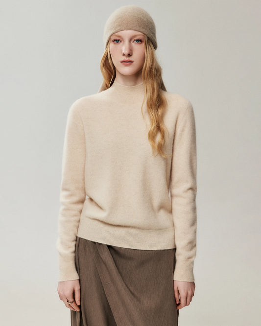 Pullover aus 100 % Kaschmir mit geripptem Stehkragen