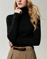 Rollkragenpullover aus 100 % Kaschmir mit Rippstrick