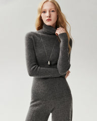 Rollkragenpullover aus 100 % Kaschmir mit Rippstrick