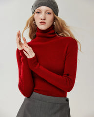 Rollkragenpullover aus 100 % Kaschmir mit Rippstrick