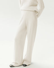 Kaschmir-Strickhose aus 100 % Kaschmir mit Rippstrick und weitem Bein