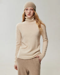 Lockerer Rollkragenpullover aus 100 % Kaschmir mit Rollkanten