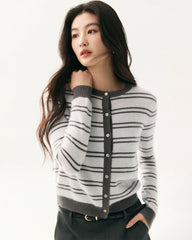 Cardigan aus 100 % Kaschmir mit Streifenmuster