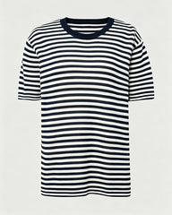 100% Maulbeerseiden-Jersey T-Shirt mit Streifen