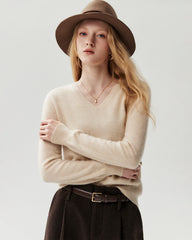 Pullover aus 100 % Kaschmir mit V-Ausschnitt