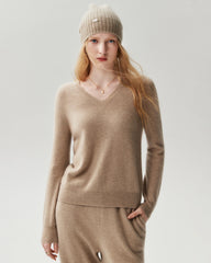 Pullover aus 100 % Kaschmir mit V-Ausschnitt