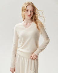 Pullover aus 100 % Kaschmir mit V-Ausschnitt