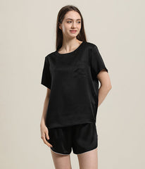 Damen 100% Seiden Kurz-Pyjama Set