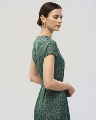 19 Momme Seidenkleid in A-Linie mit Gürtel und Punkten