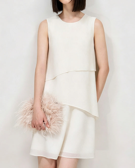 19 Momme Seidenkleid in A-Linie mit Lagen-Design