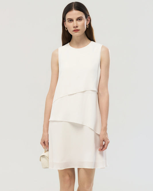 19 Momme Seidenkleid in A-Linie mit Lagen-Design
