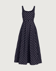 19 Momme Seiden-Midikleid mit Polka-Dots in A-Linie