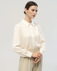 19 Momme Seidenbluse mit Rüschenkragen und langen Ärmeln