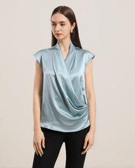 Sleeveless V-Hals Seidenbluse
