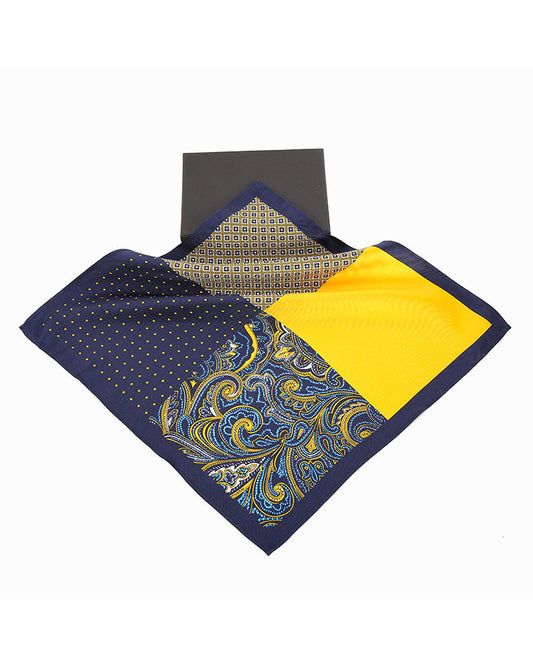 Männer klassisches Taschentuch mit goldenem Druckmuster und Patchwork-Design