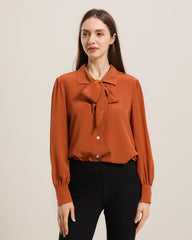 Reine Seiden-Damen-Bluse mit Krawattenknoten