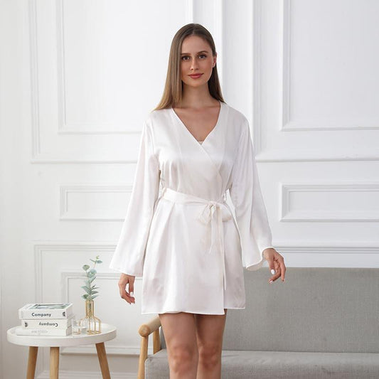 Damen Waschbarer 100% Seiden Kurz-Robe
