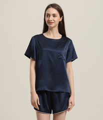 Damen 100% Seiden Kurz-Pyjama Set