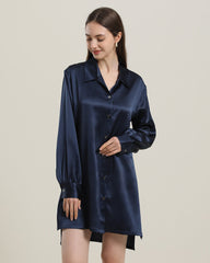 Damen 22 Momme Seidenhemdkleid mit Unregelmäßigem Schnitt