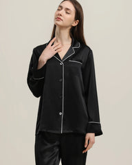 22Momme Klassisches Seiden-Pyjama-Set Black