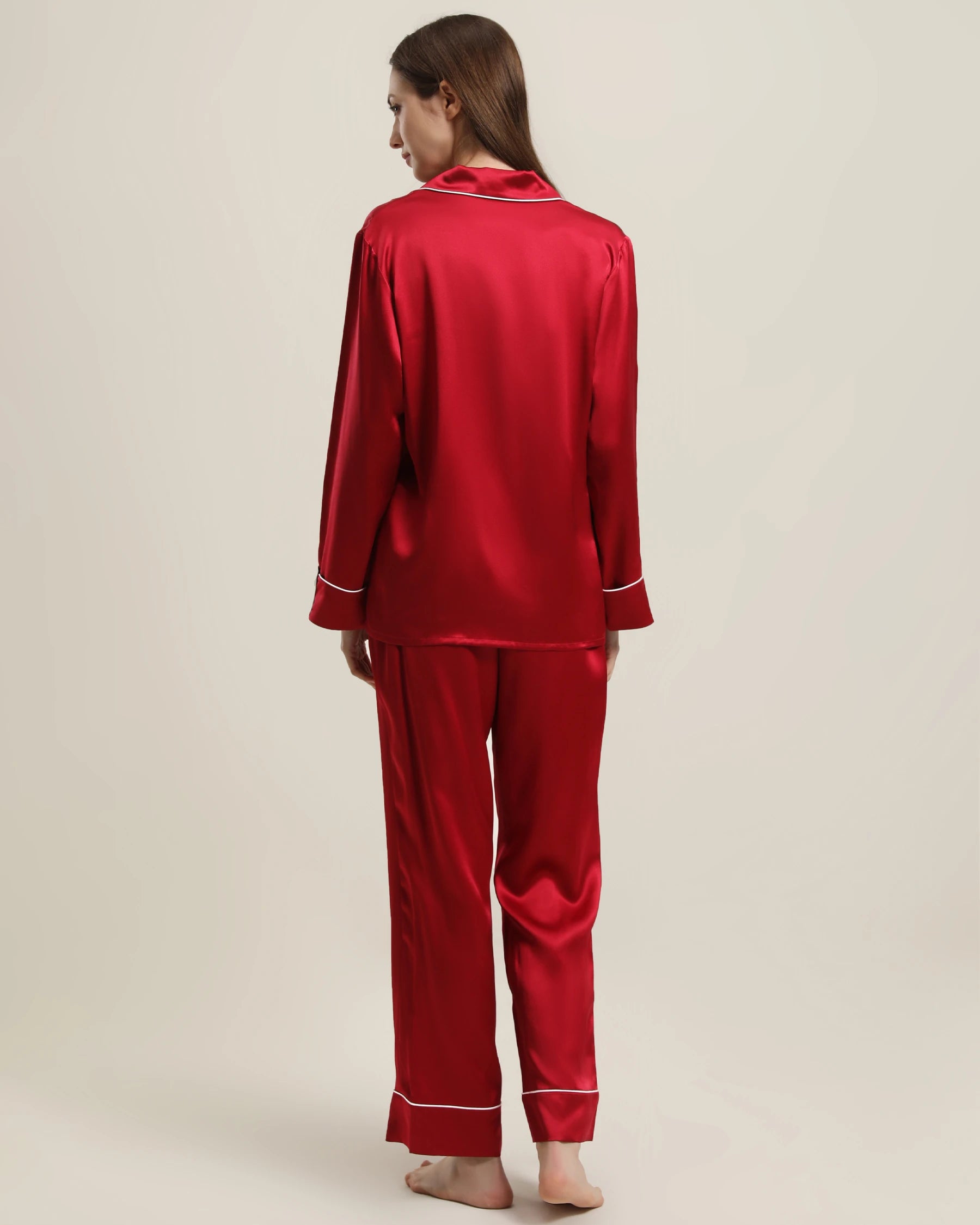 22Momme Klassisches Seiden-Pyjama-Set Burgundy