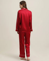 22Momme Klassisches Seiden-Pyjama-Set Burgundy