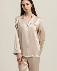 22Momme Klassisches Seiden-Pyjama-Set Champagne