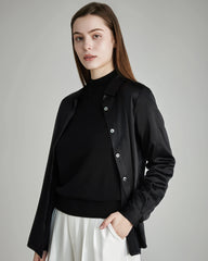 22 Momme Seiden-Bluse mit versteckten Knöpfen Black