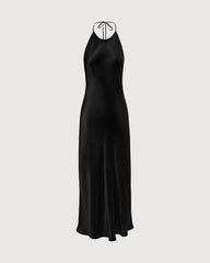 22 Momme Seiden-Halterkleid mit offenem Rücken