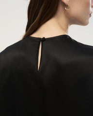 22 Momme Oversized Seiden-Shirt mit Rundhalsausschnitt und Halbarm