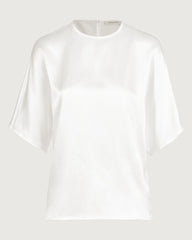 22 Momme Oversized Seiden-Shirt mit Rundhalsausschnitt und Halbarm