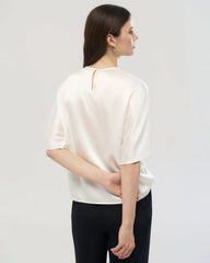 22 Momme Oversized Seiden-Shirt mit Rundhalsausschnitt und Halbarm