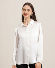 22 Momme Seiden-Bluse mit versteckten Knöpfen Ivory