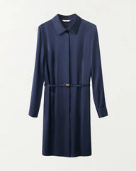 22 Momme Seiden-Midikleid mit Gürtel und langen Ärmeln