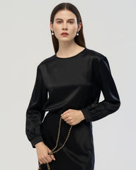 22 Momme Seidenbluse mit Rundhals und Drop-Schulter