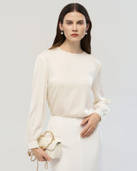 22 Momme Seidenbluse mit Rundhals und Drop-Schulter